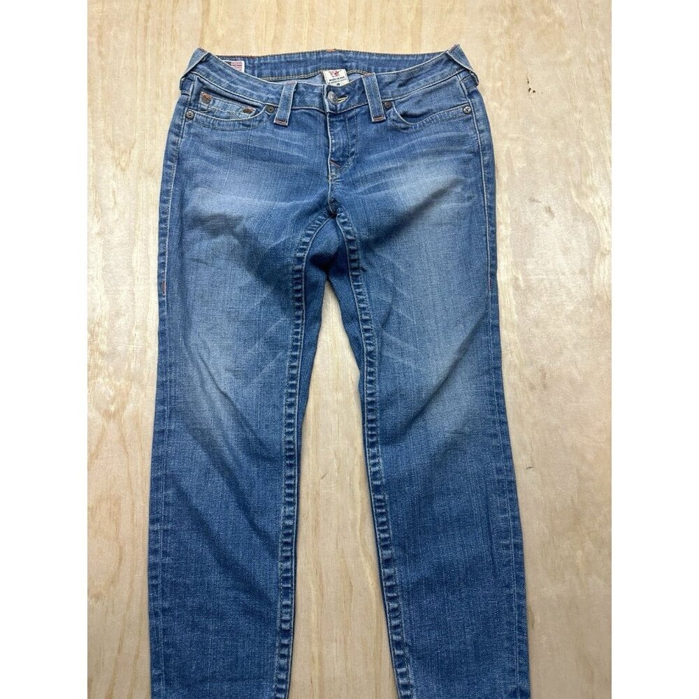 True Religion Holly Jeans Sz‎ 30 Cropped Light Wash Low Rise 8”